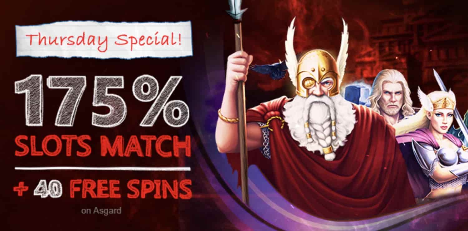 175% Slots Match + 40 Free Spins on Asgard