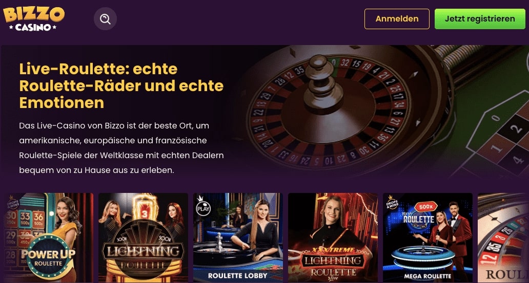 Bizzo Live Casino spielen