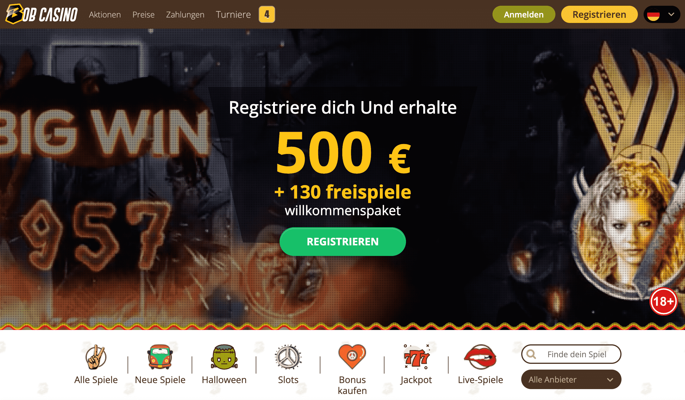 Bob Casino Webseite