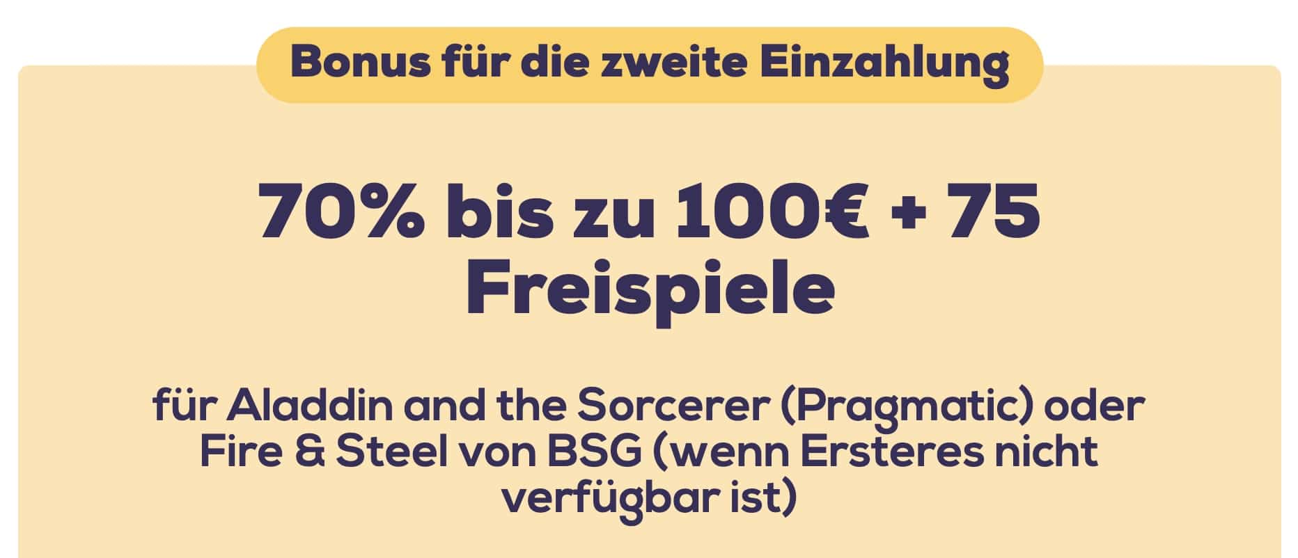 Bonus für die zweite Einzahlung