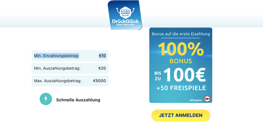 Drück Glück Casino Bonus holen