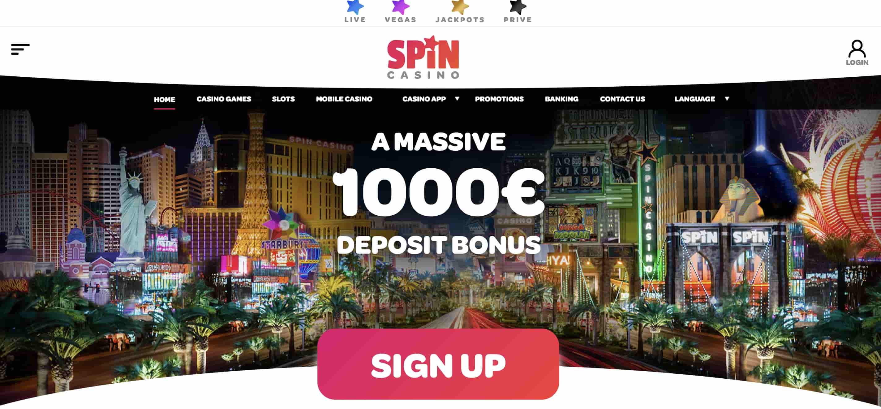 spin casino homepage