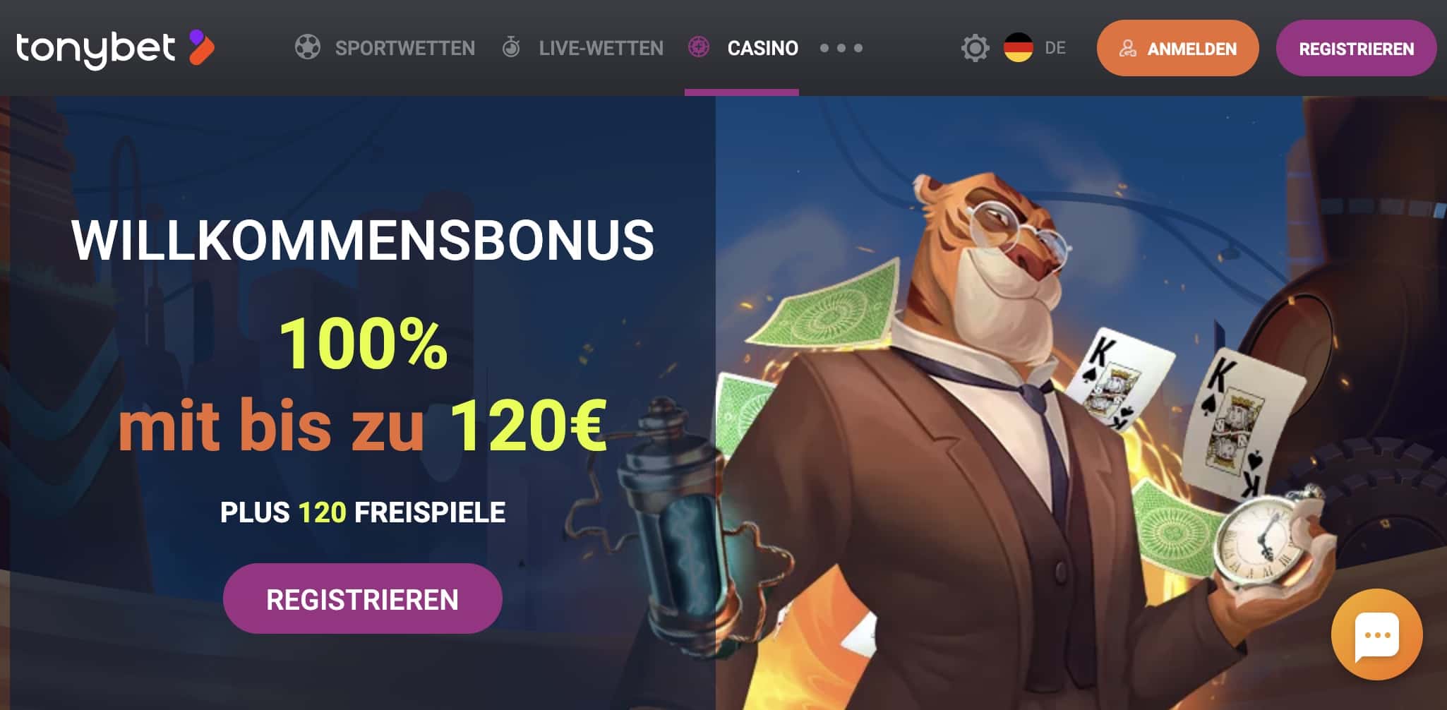 TonyBet Casino Srartseite